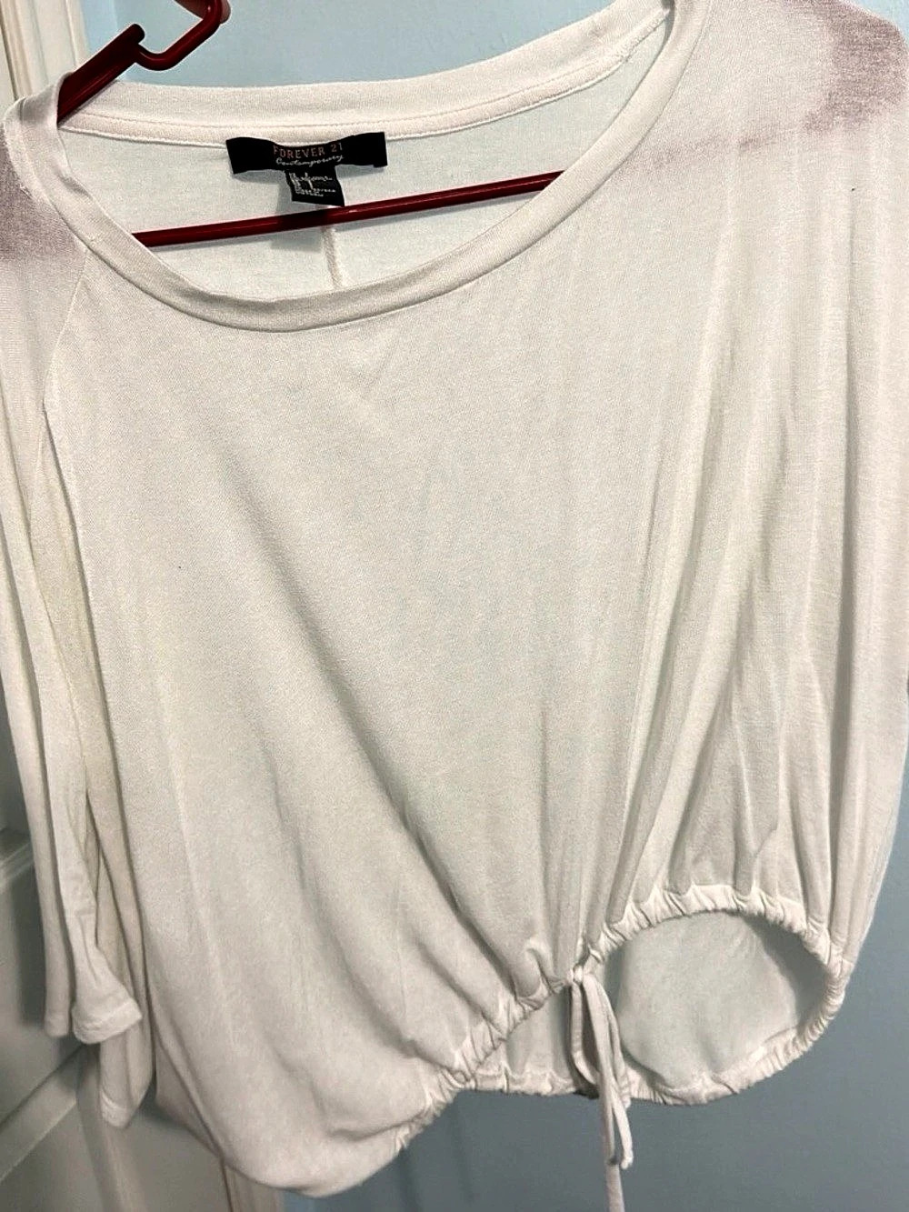 Forever 21 Contemporary Drawstring Hem Top White
